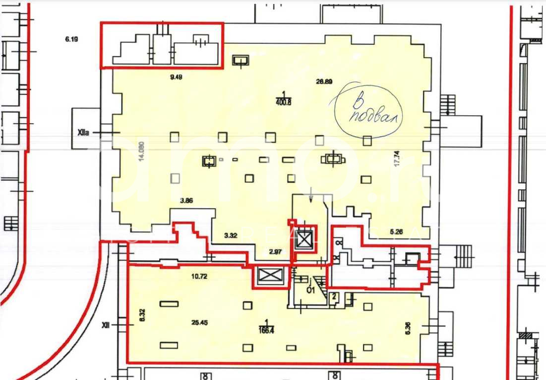 Планировка офиса 1358 м², 1 этаж, Жилое здание «Кудринская пл., 1»
