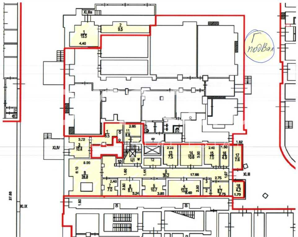 Планировка офиса 1029.7 м², 1 этаж, Жилое здание «Кудринская пл., 1»